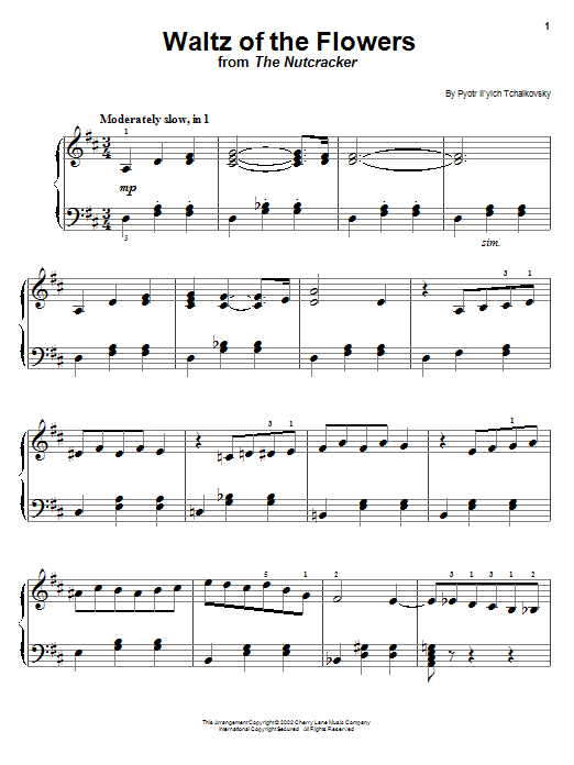 Download Pyotr Ilyich Tchaikovsky Waltz Of The Flowers Sheet Music and learn how to play Easy Piano PDF digital score in minutes