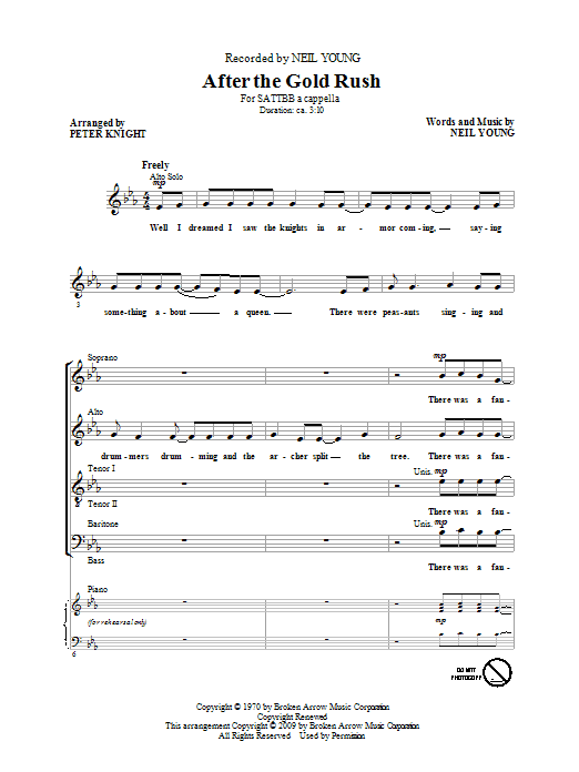 Download Peter Knight After The Gold Rush Sheet Music and learn how to play SATB PDF digital score in minutes