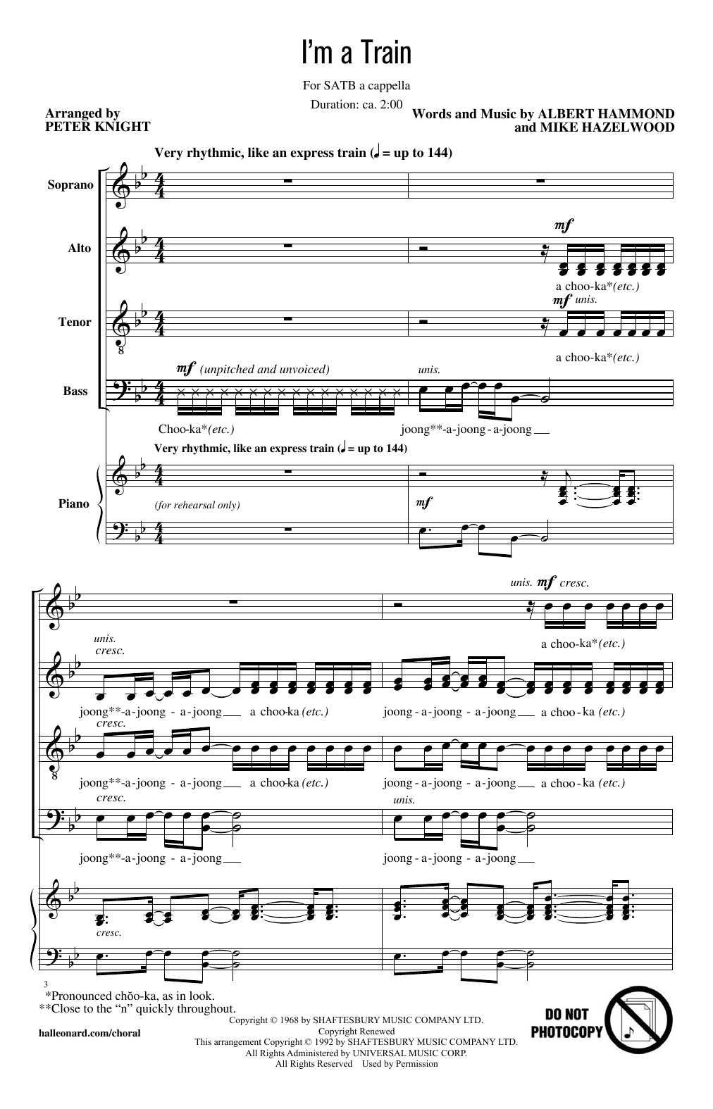 Download Peter Knight I'm A Train Sheet Music and learn how to play SATB PDF digital score in minutes