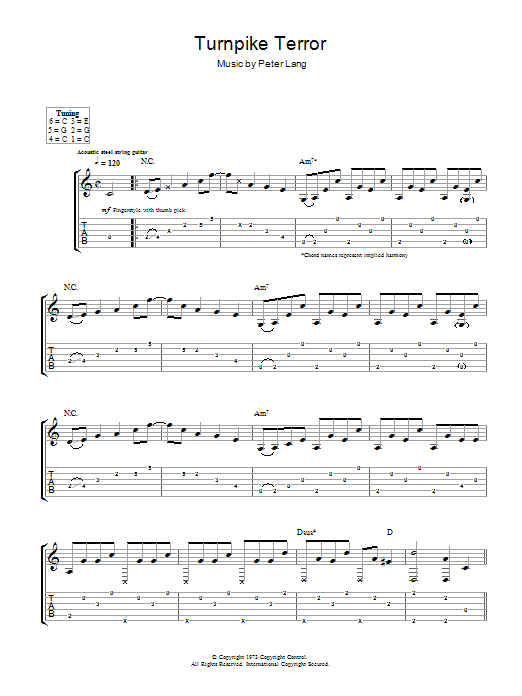 Download Peter Lang Turnpike Terror Sheet Music and learn how to play Guitar Tab PDF digital score in minutes