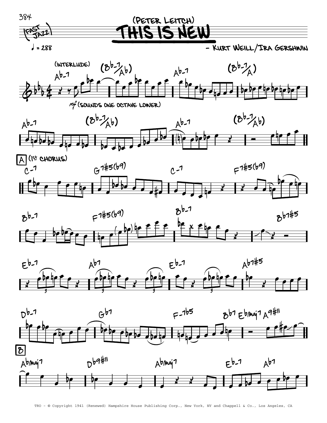 Download Peter Leitch This Is New (solo only) Sheet Music and learn how to play Real Book – Melody & Chords PDF digital score in minutes
