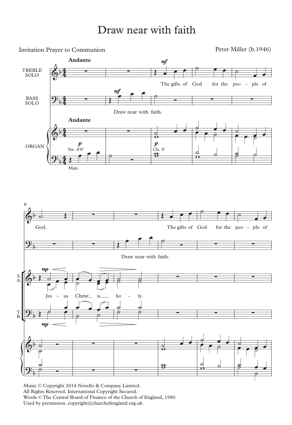 Download Peter Miller Draw Near With Faith Sheet Music and learn how to play Choir PDF digital score in minutes