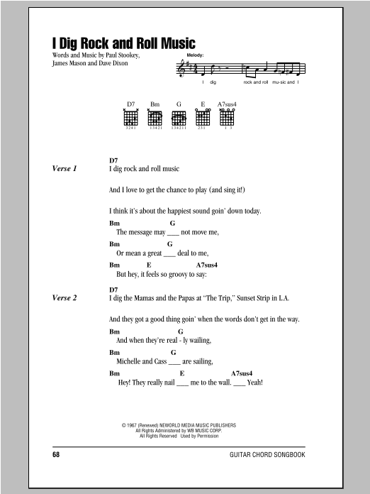Download Peter, Paul & Mary I Dig Rock And Roll Music Sheet Music and learn how to play Lyrics & Chords PDF digital score in minutes