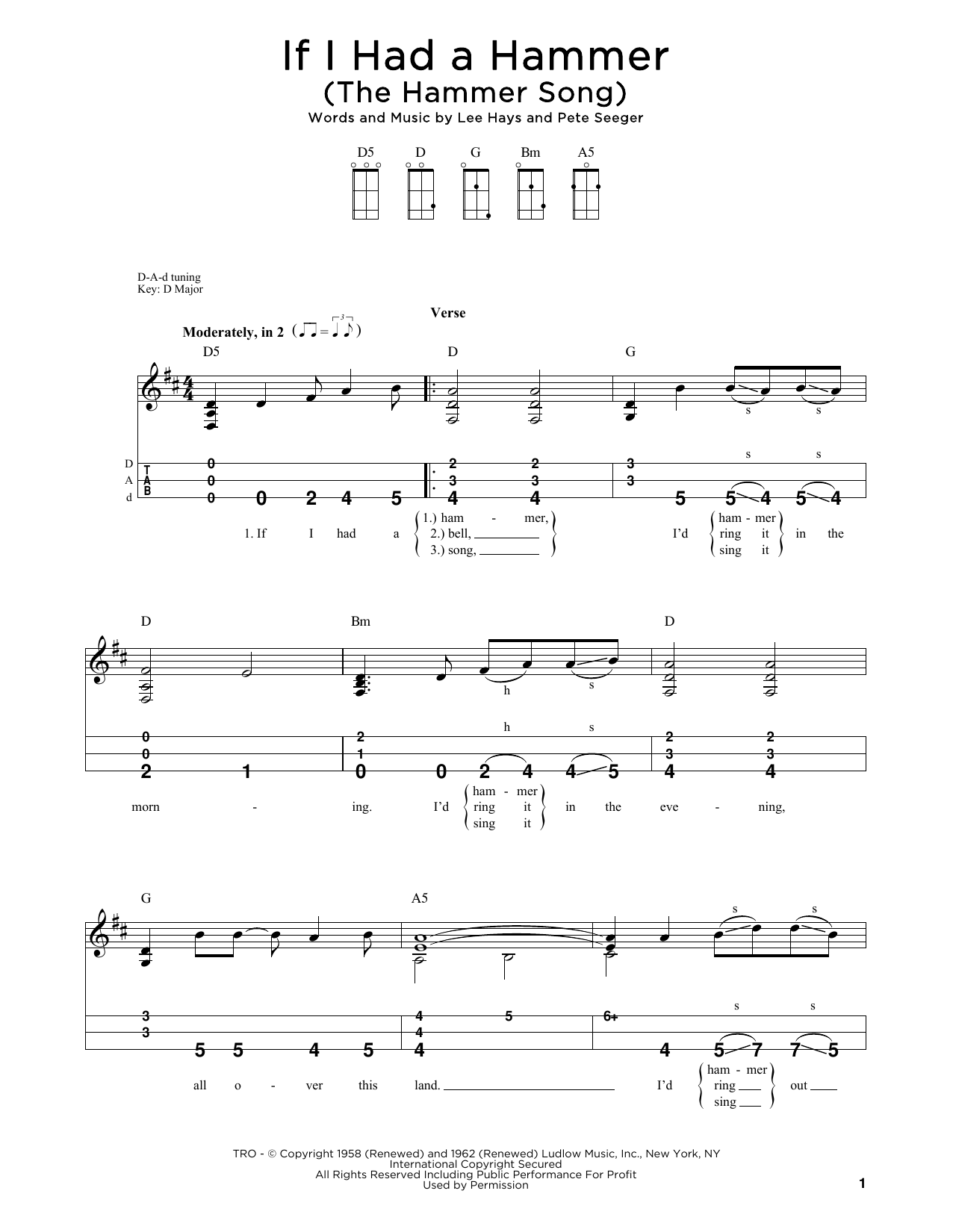 Download Peter, Paul & Mary If I Had A Hammer (The Hammer Song) (arr. Steven B. Eulberg) Sheet Music and learn how to play Dulcimer PDF digital score in minutes