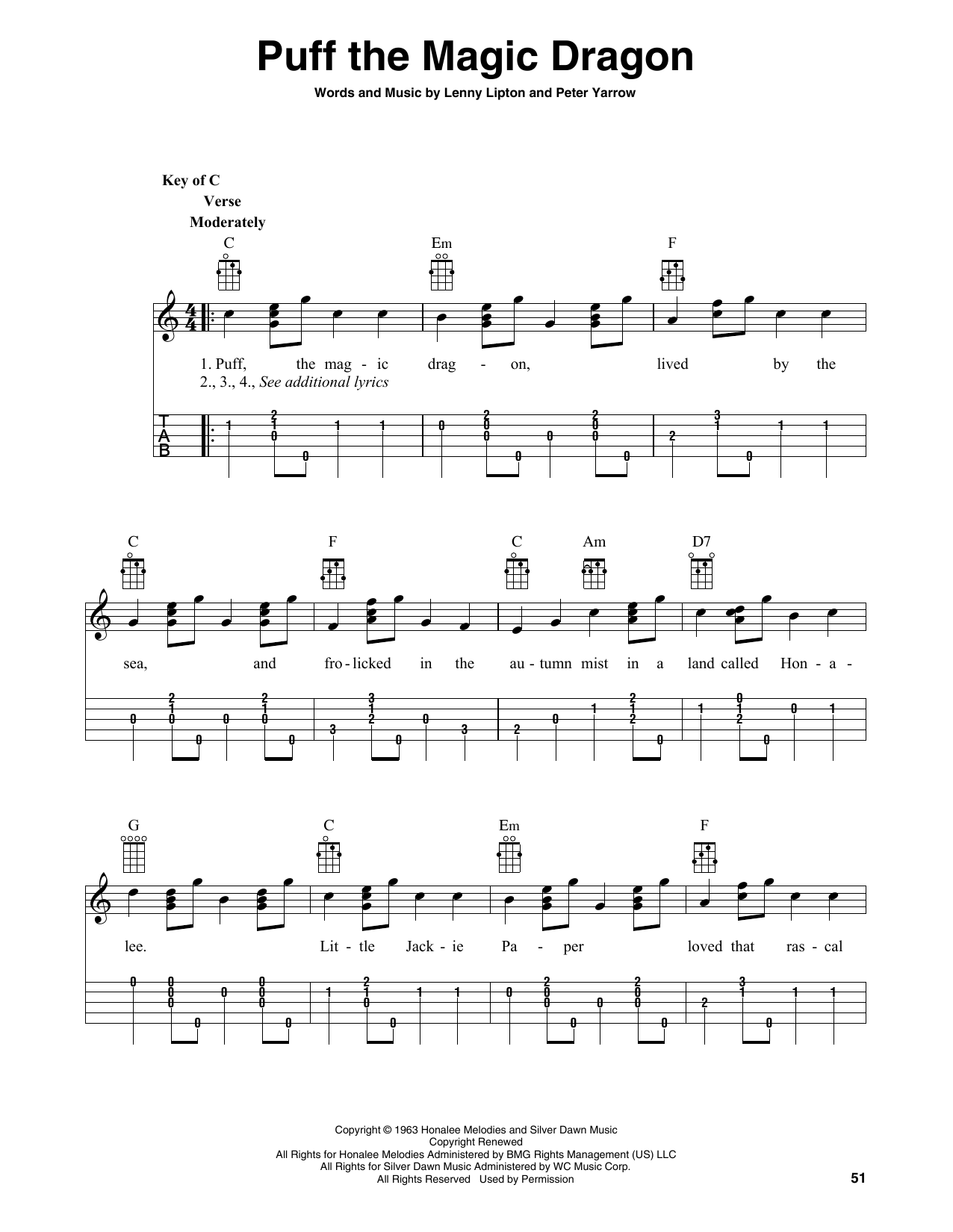 Download Peter, Paul & Mary Puff The Magic Dragon (arr. Fred Sokolow) Sheet Music and learn how to play Banjo Tab PDF digital score in minutes