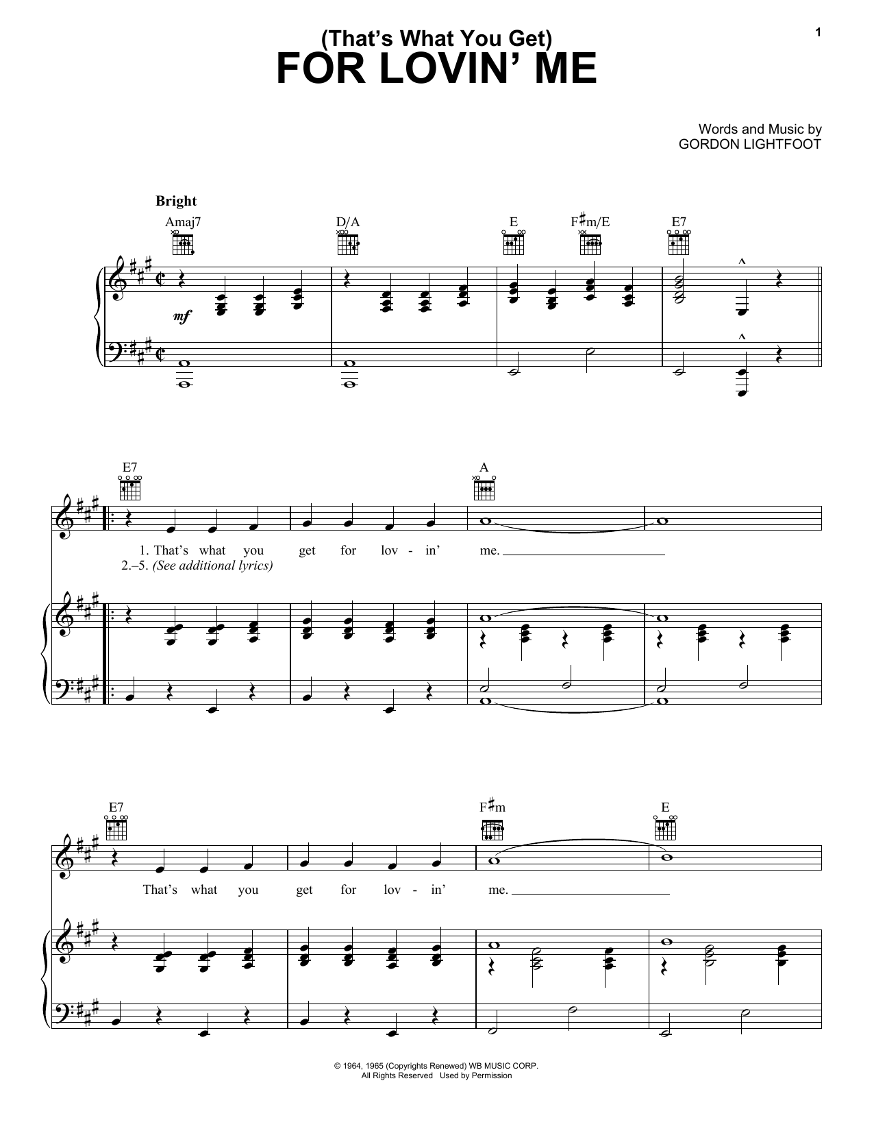 Download Peter, Paul & Mary (That's What You Get) For Lovin' Me Sheet Music and learn how to play Solo Guitar PDF digital score in minutes