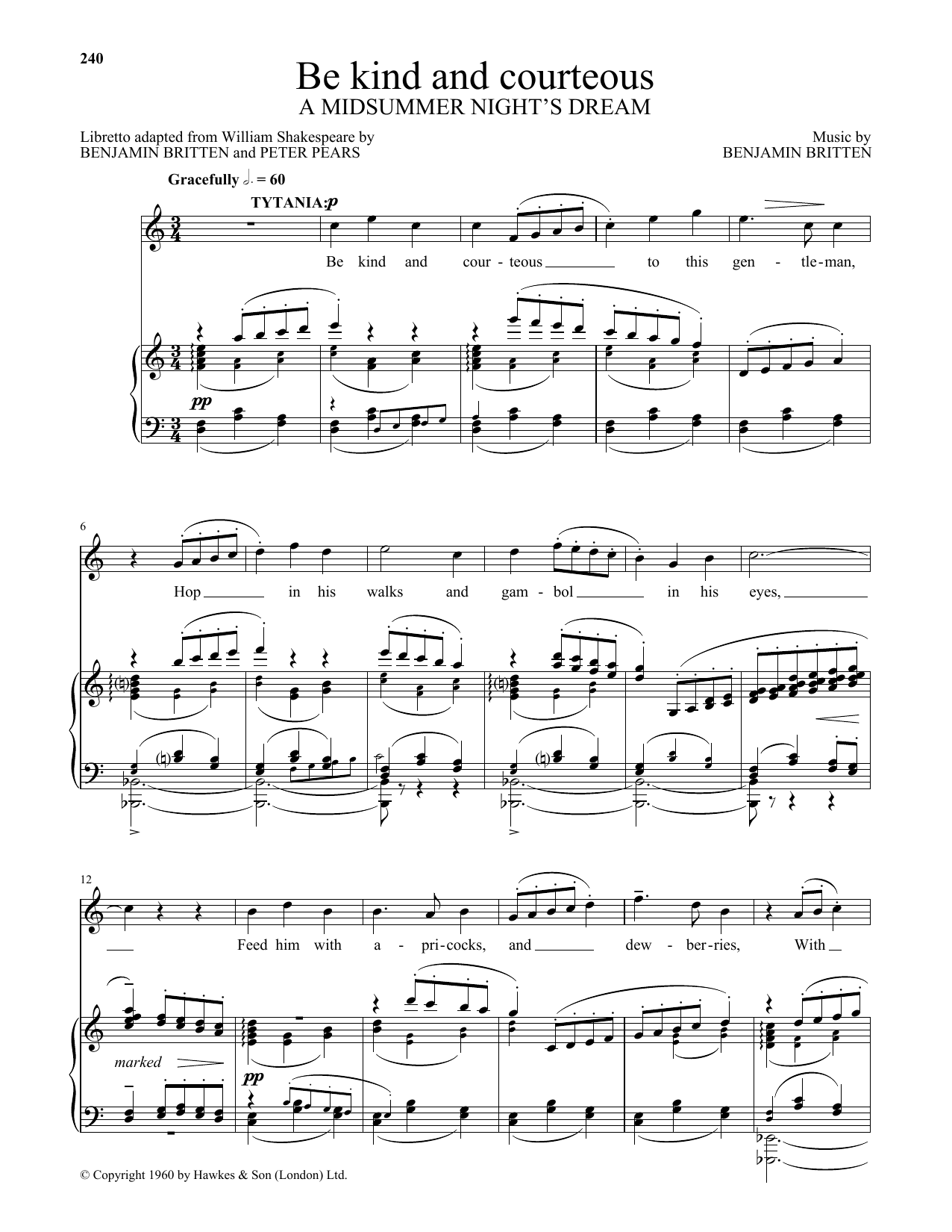 Download Peter Pears Be Kind And Courteous Sheet Music and learn how to play Piano & Vocal PDF digital score in minutes