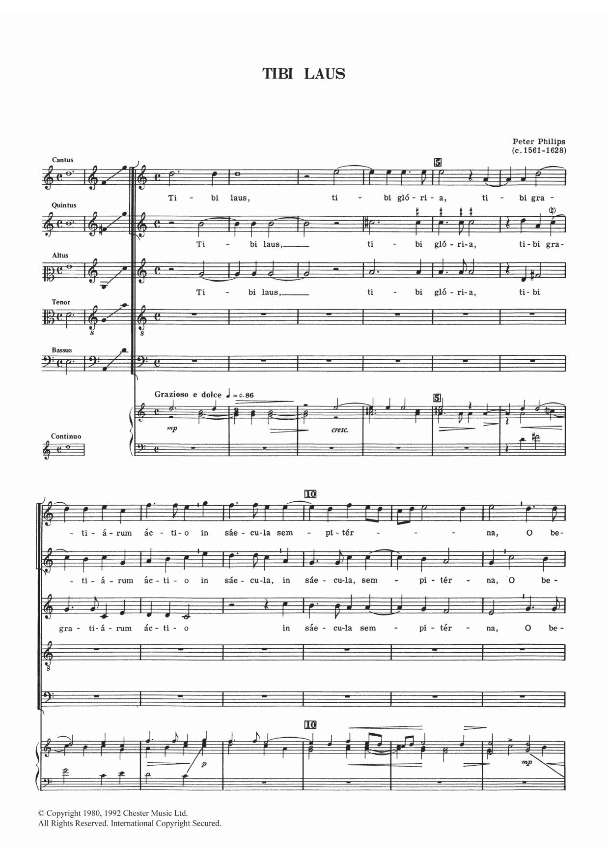 Download Peter Philips Tibi Laus Sheet Music and learn how to play Choral SSATB PDF digital score in minutes