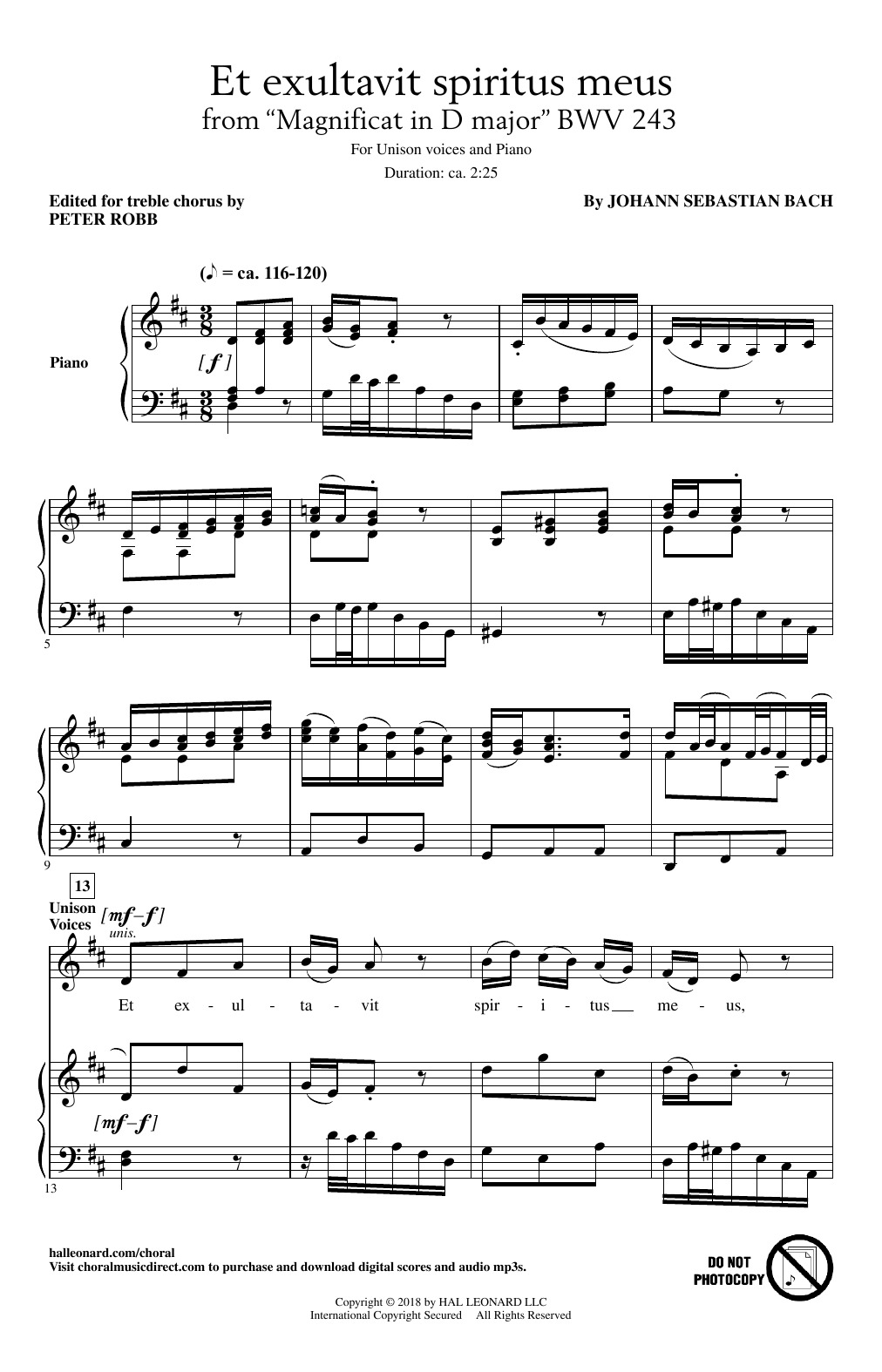 Download Peter Robb Et Exsultavit Spiritus Meus Sheet Music and learn how to play Unison Choral PDF digital score in minutes