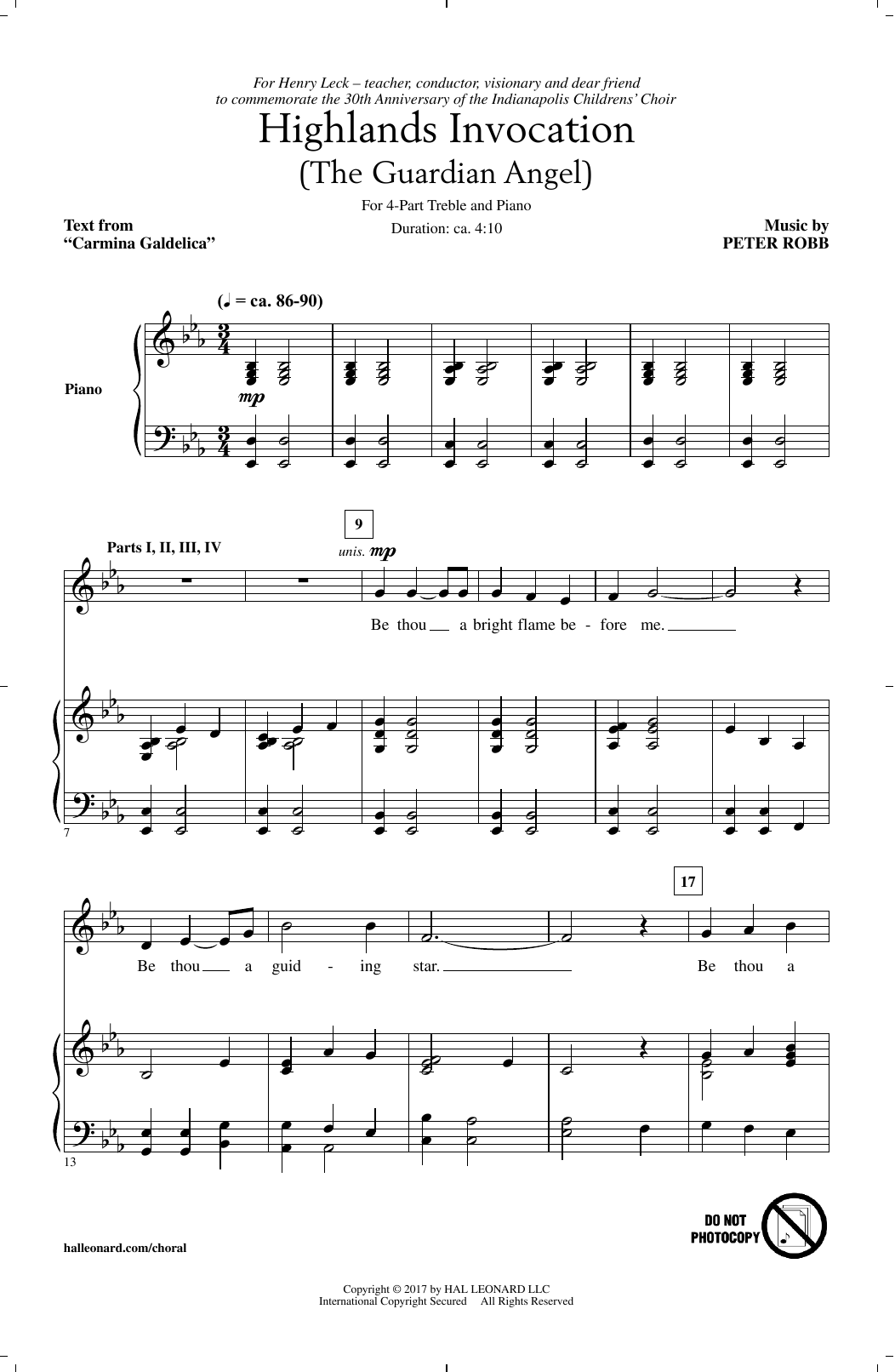 Download Peter Robb Highlands Invocation Sheet Music and learn how to play 4-Part PDF digital score in minutes
