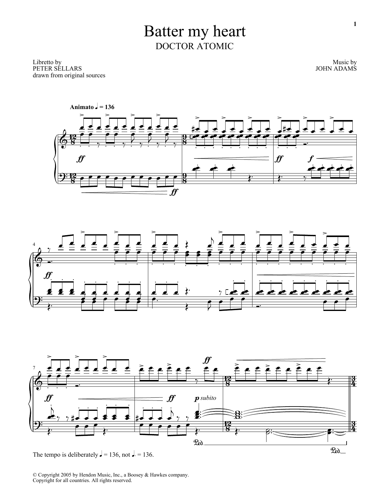 Download Peter Sellars Batter My Heart Sheet Music and learn how to play Piano & Vocal PDF digital score in minutes