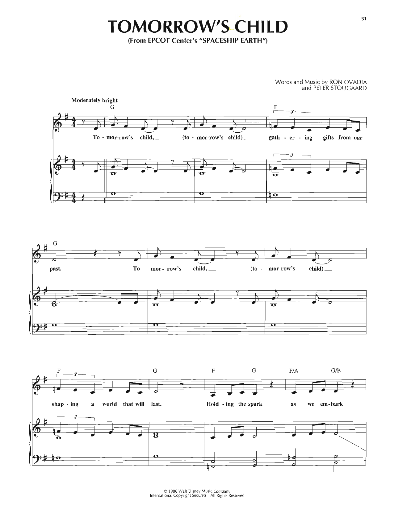 Download Peter Stougaard Tomorrow's Child Sheet Music and learn how to play Piano, Vocal & Guitar Chords (Right-Hand Melody) PDF digital score in minutes
