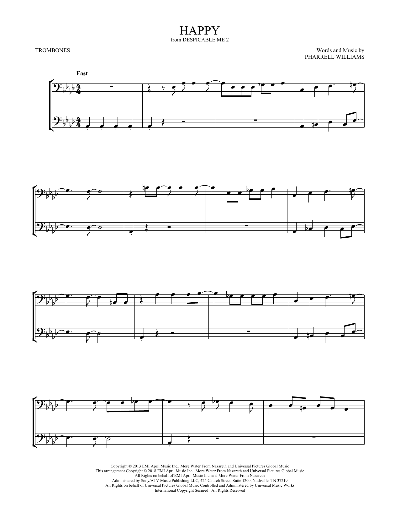 Download Pharrell Happy (from Despicable Me 2) Sheet Music and learn how to play Alto Sax Duet PDF digital score in minutes