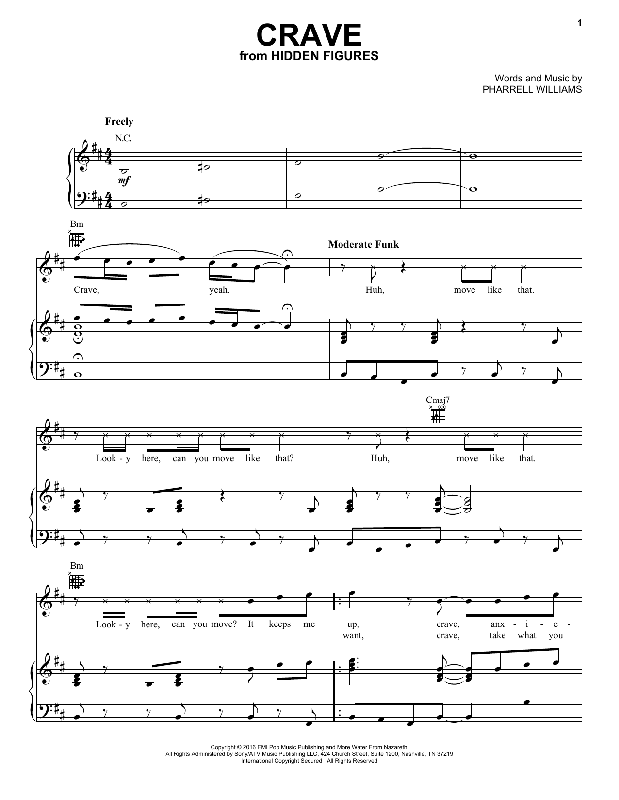 Download Pharrell Williams Crave Sheet Music and learn how to play Piano, Vocal & Guitar (Right-Hand Melody) PDF digital score in minutes