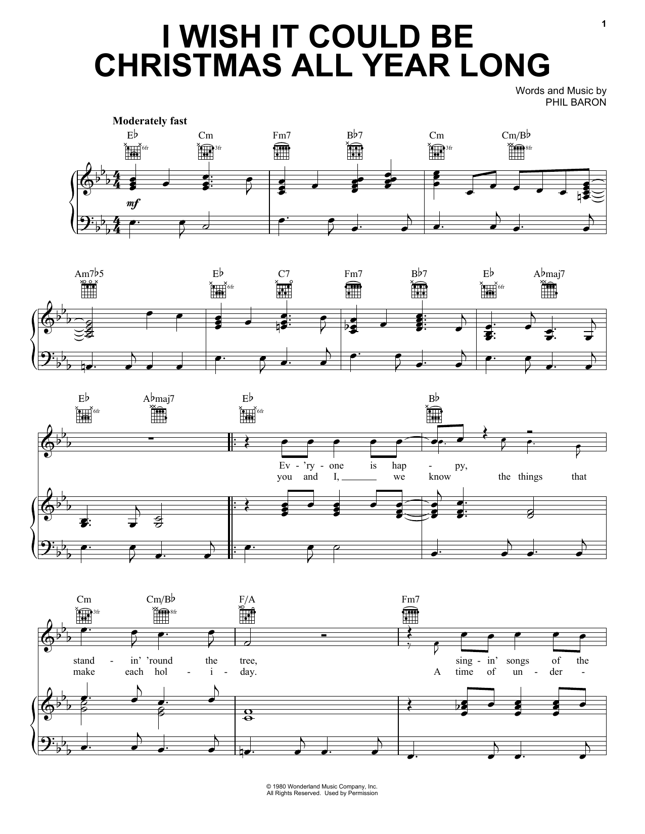Download Phil Baron I Wish It Could Be Christmas All Year Long Sheet Music and learn how to play Ukulele PDF digital score in minutes