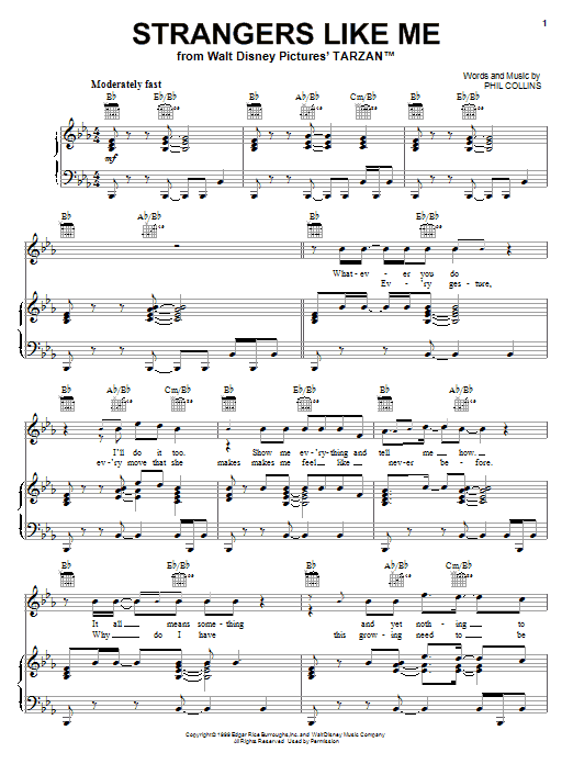 Download Phil Collins Strangers Like Me Sheet Music and learn how to play Voice PDF digital score in minutes