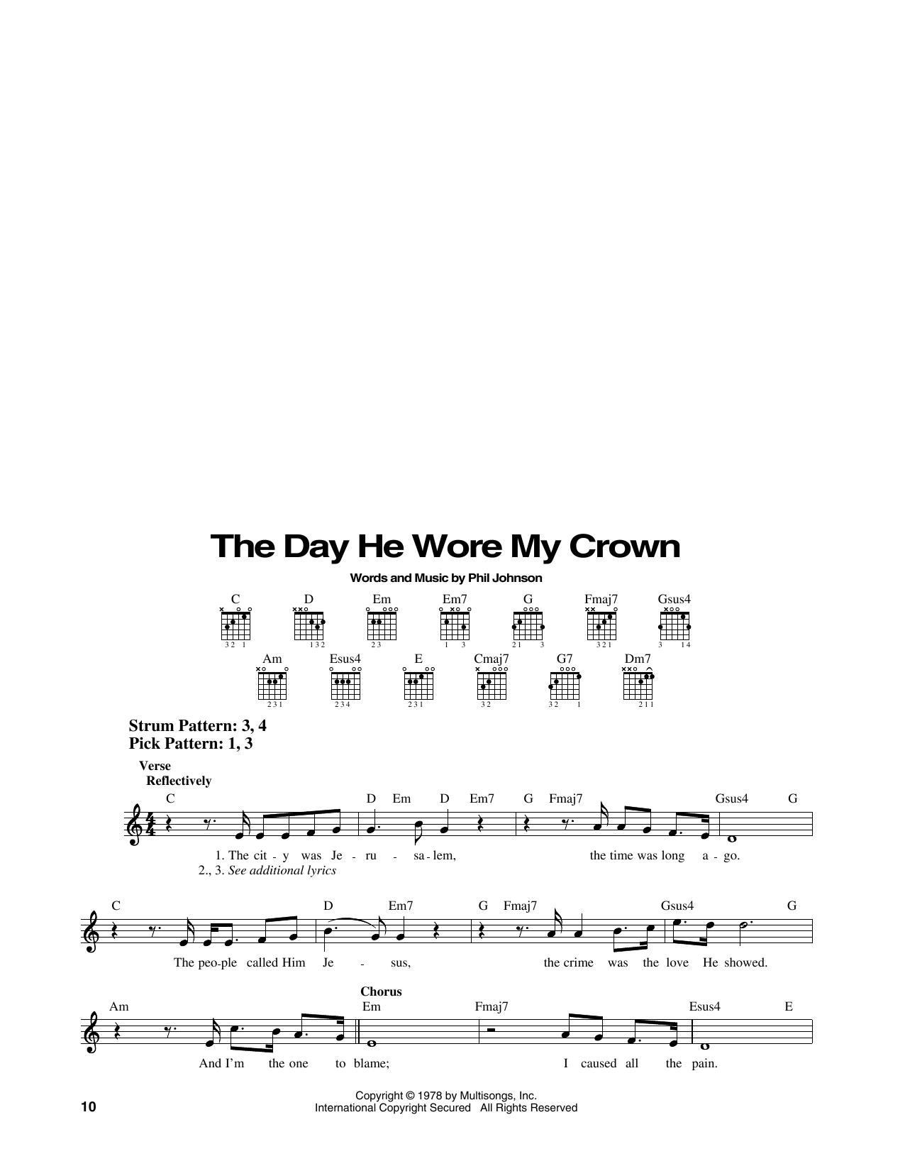 Download Phil Johnson The Day He Wore My Crown Sheet Music and learn how to play Easy Guitar PDF digital score in minutes