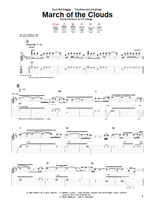 Download Phil Keaggy March Of The Clouds Sheet Music and learn how to play Guitar Tab PDF digital score in minutes