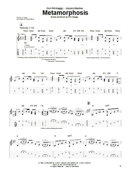 Download Phil Keaggy Metamorphosis Sheet Music and learn how to play Guitar Tab PDF digital score in minutes