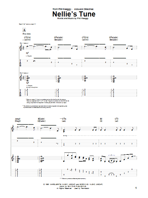 Download Phil Keaggy Nellie's Tune Sheet Music and learn how to play Guitar Tab PDF digital score in minutes