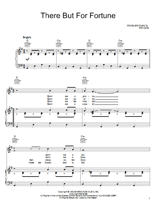 Download Phil Ochs There But For Fortune Sheet Music and learn how to play Piano, Vocal & Guitar (Right-Hand Melody) PDF digital score in minutes