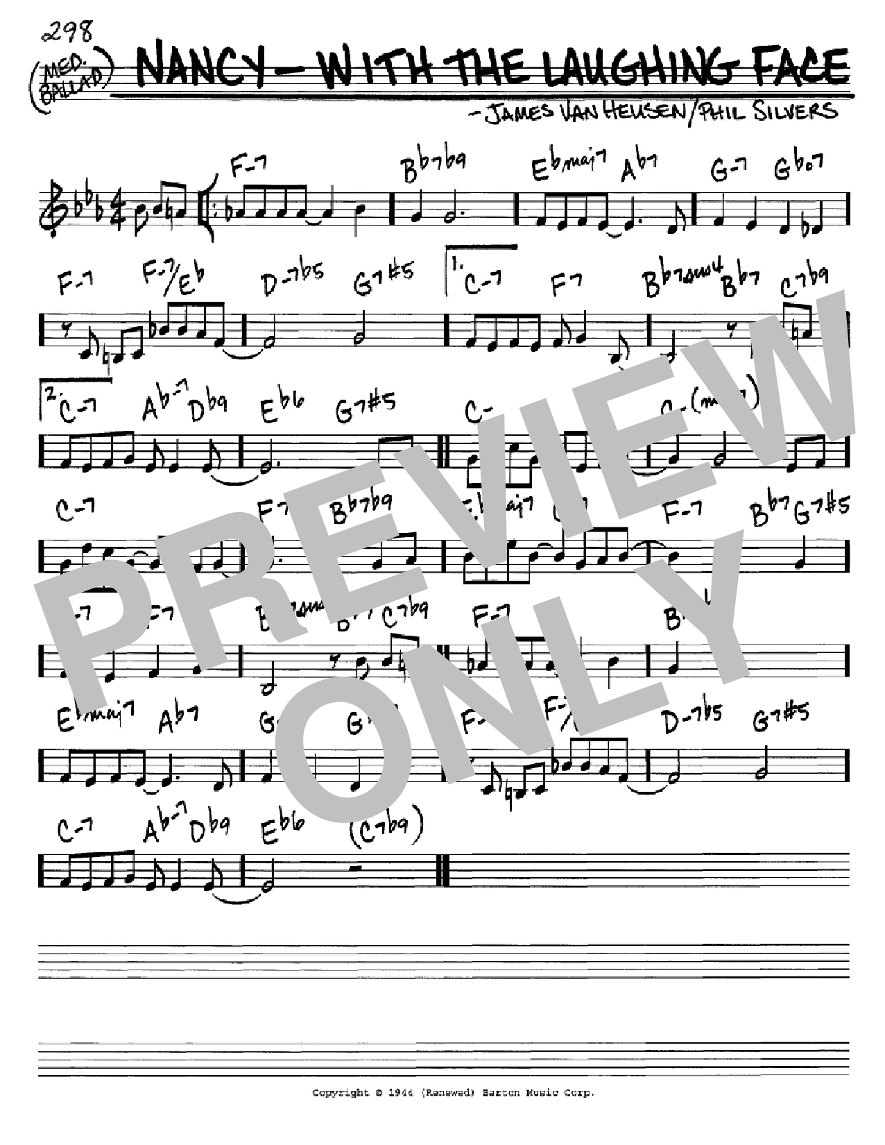 Download Phil Silvers Nancy - With The Laughing Face Sheet Music and learn how to play Real Book – Melody & Chords – C Instruments PDF digital score in minutes