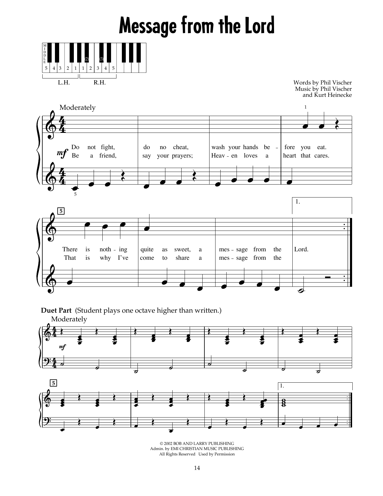 Download Phil Vischer Message From The Lord (from Jonah - A VeggieTales Movie) Sheet Music and learn how to play 5-Finger Piano PDF digital score in minutes
