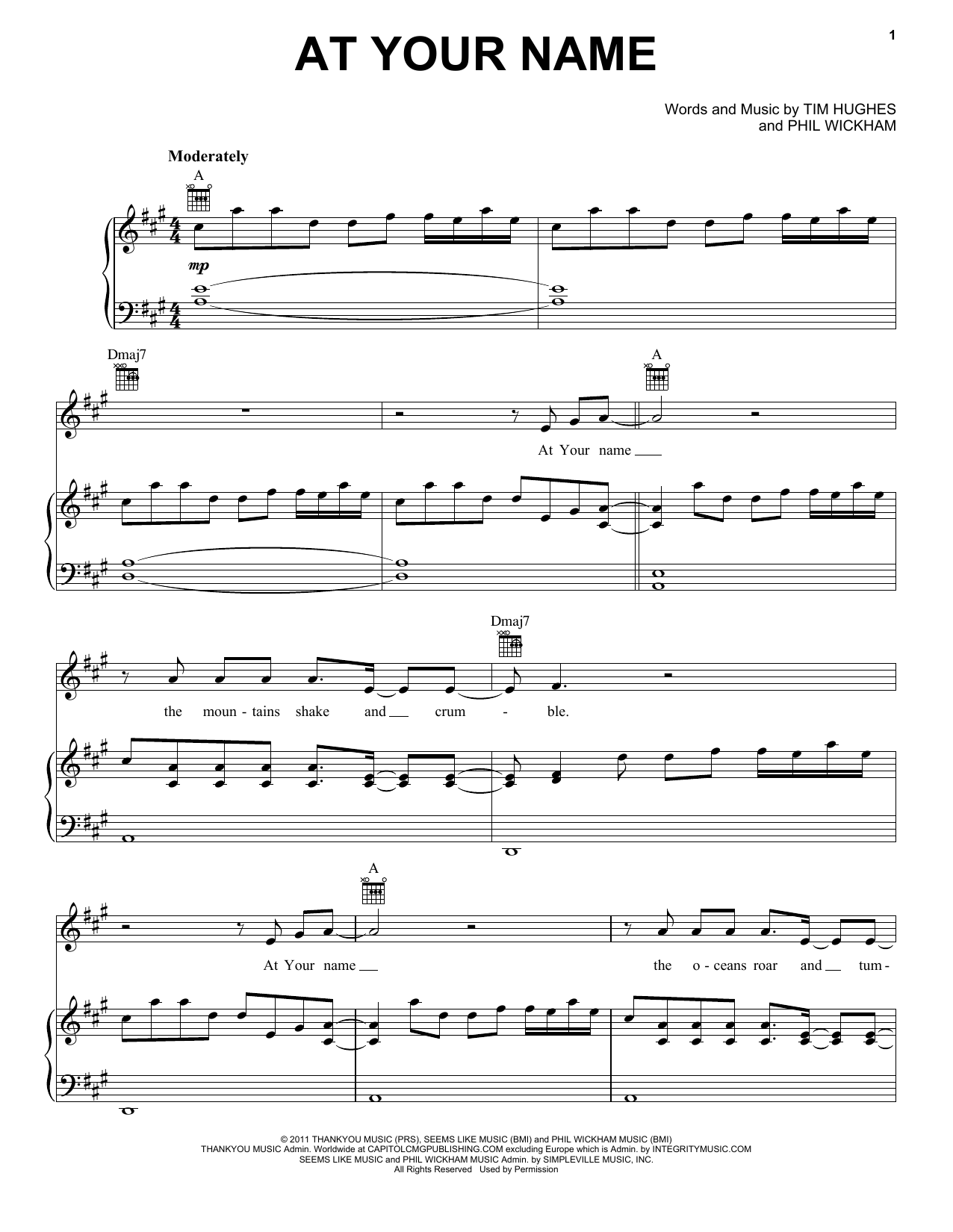Download Tim Hughes At Your Name Sheet Music and learn how to play Lead Sheet / Fake Book PDF digital score in minutes