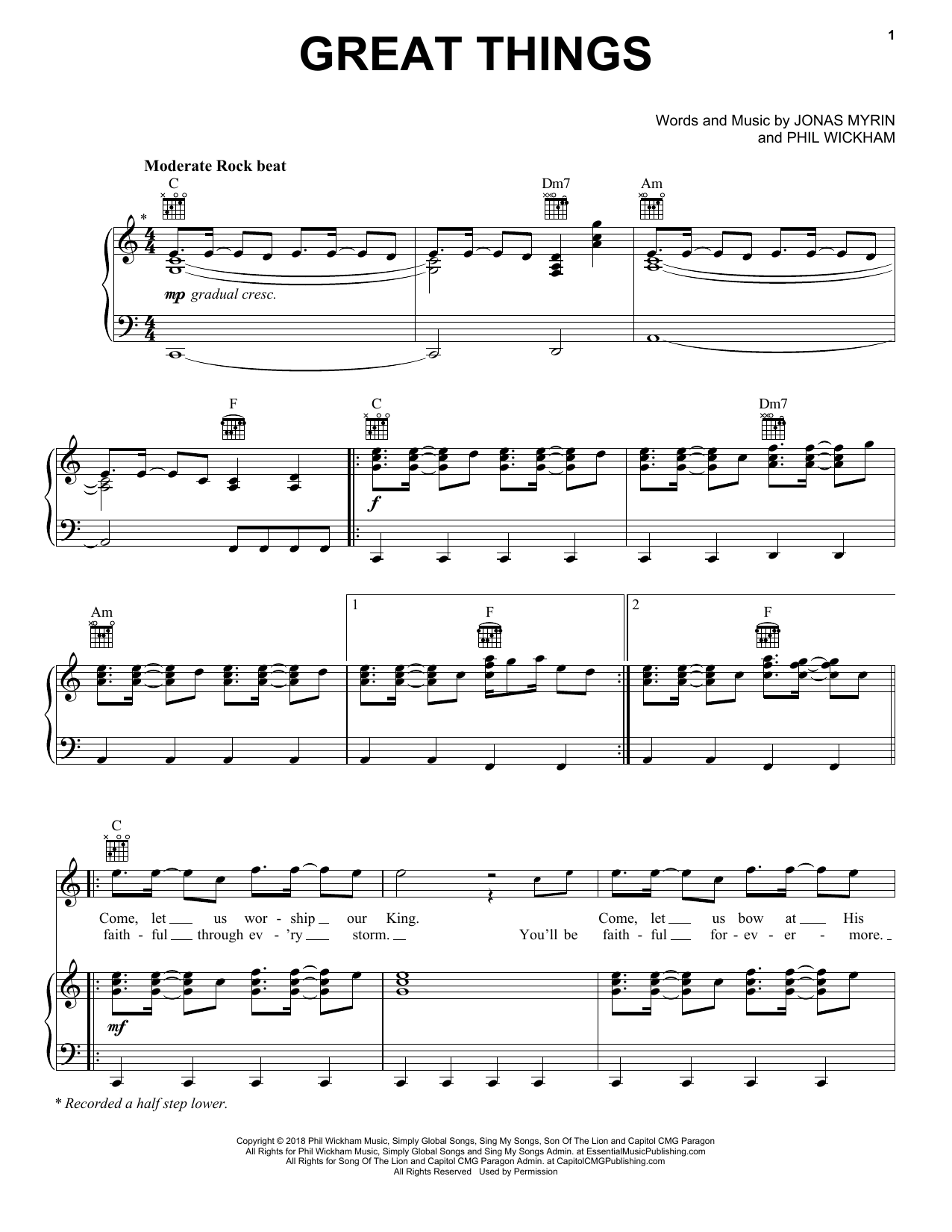 Download Phil Wickham Great Things Sheet Music and learn how to play Clarinet Solo PDF digital score in minutes