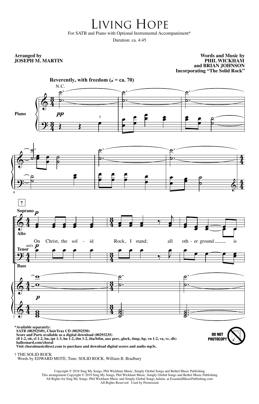 Download Phil Wickham Living Hope (arr. Joseph M. Martin) Sheet Music and learn how to play SATB Choir PDF digital score in minutes