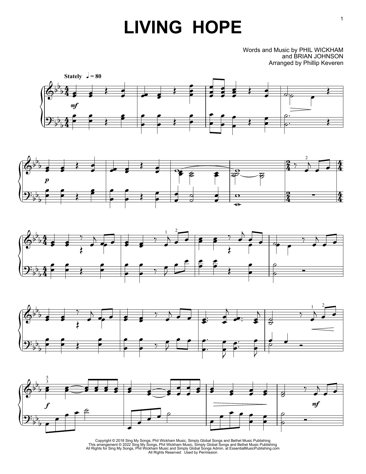 Download Phil Wickham Living Hope [Classical version] (arr. Phillip Keveren) Sheet Music and learn how to play Piano Solo PDF digital score in minutes
