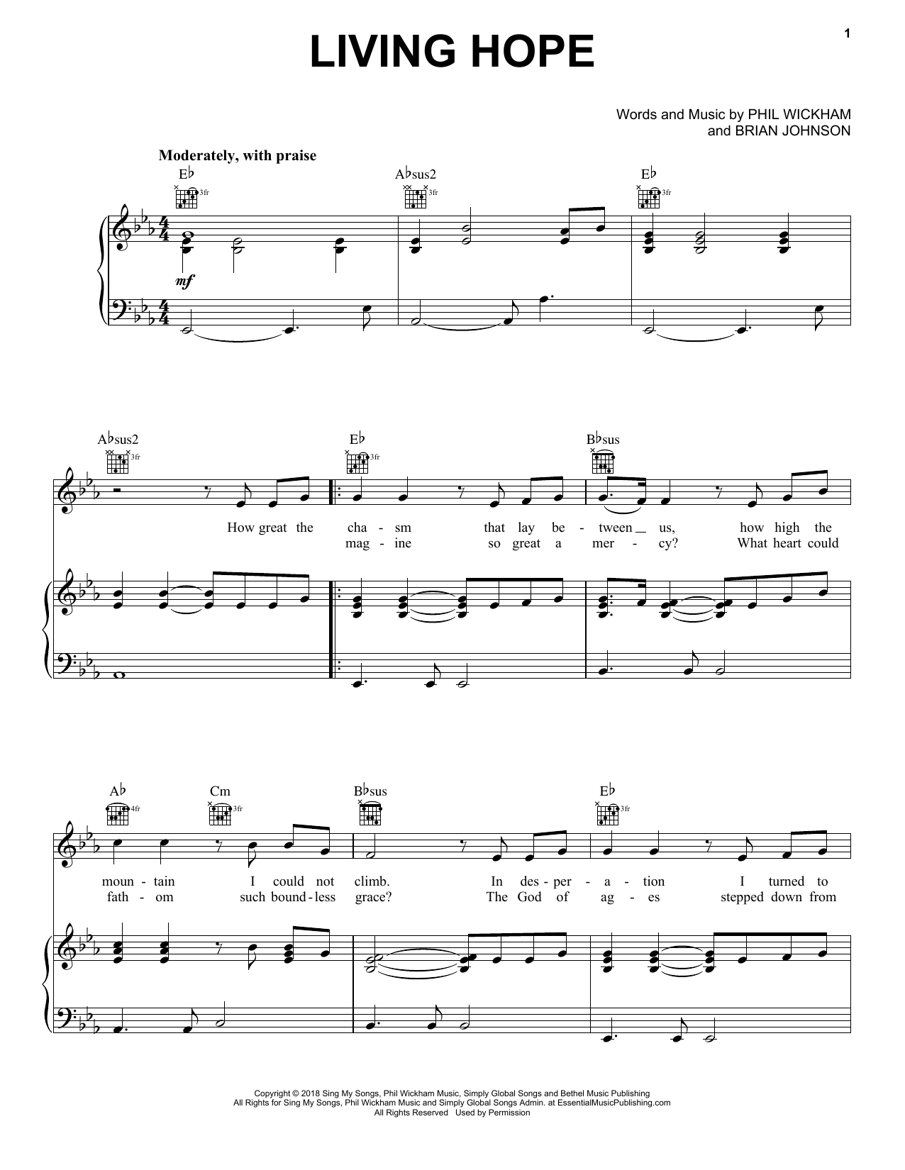 Download Phil Wickham Living Hope Sheet Music and learn how to play Lead Sheet / Fake Book PDF digital score in minutes