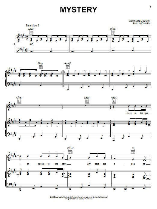 Download Phil Wickham Mystery Sheet Music and learn how to play Piano, Vocal & Guitar (Right-Hand Melody) PDF digital score in minutes