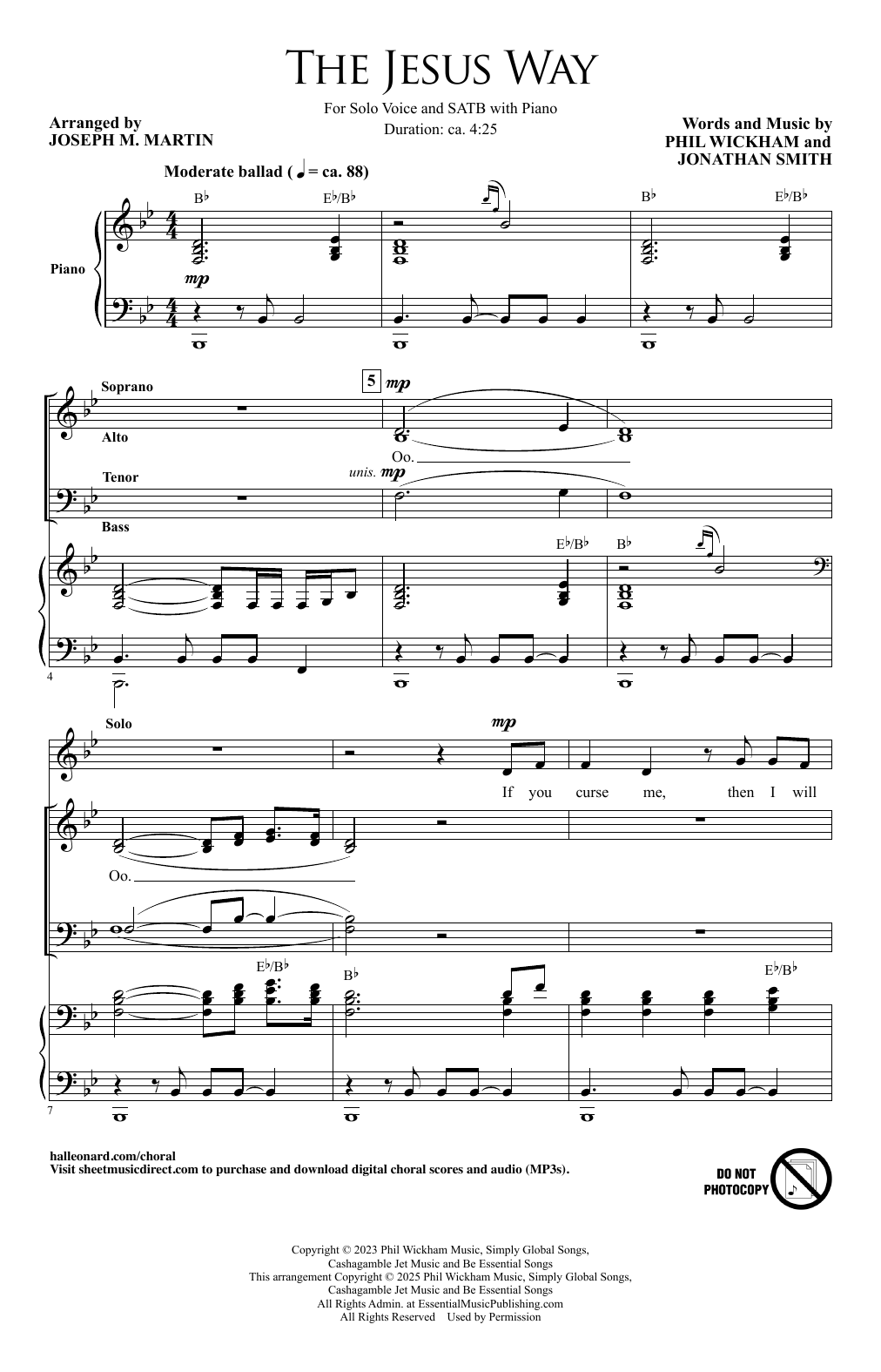 Download Phil Wickham The Jesus Way (arr. Joseph M. Martin) Sheet Music and learn how to play SATB Choir PDF digital score in minutes