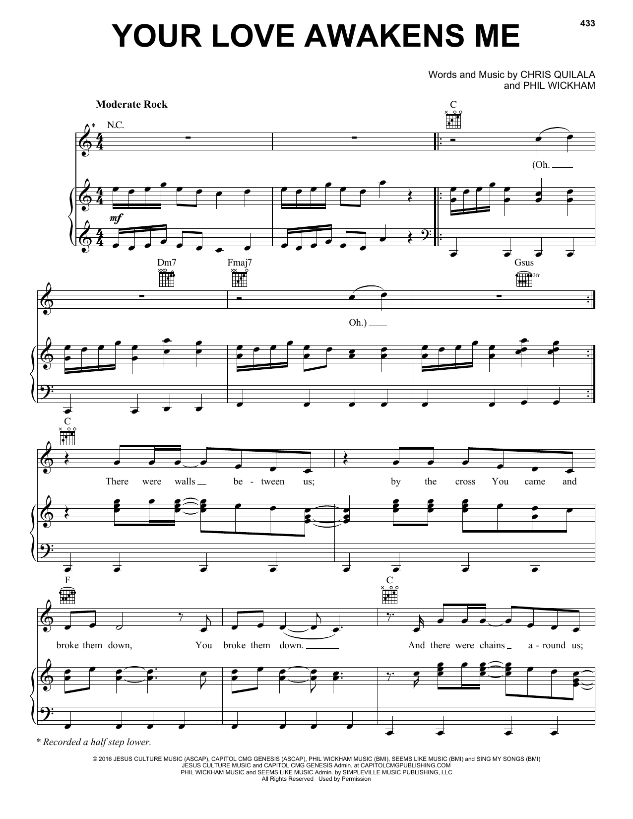 Download Phil Wickham Your Love Awakens Me Sheet Music and learn how to play Piano, Vocal & Guitar Chords (Right-Hand Melody) PDF digital score in minutes