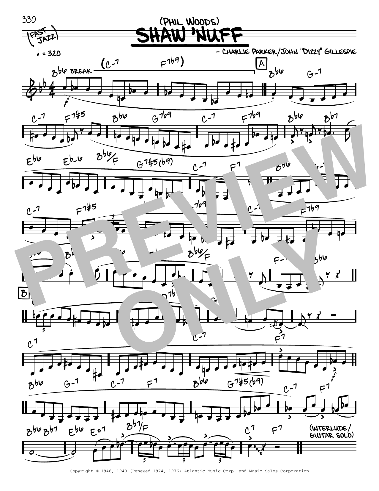 Download Phil Woods Shaw 'Nuff (solo only) Sheet Music and learn how to play Real Book – Melody & Chords PDF digital score in minutes