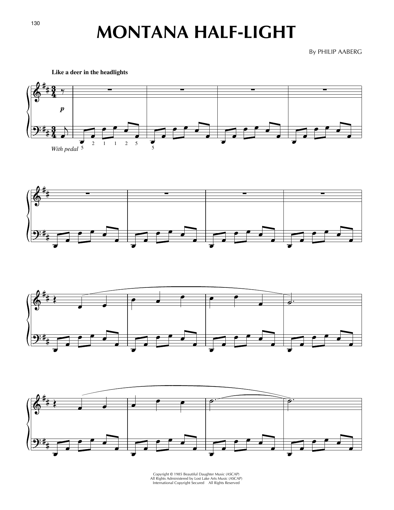 Download Philip Aaberg Montana Half-light Sheet Music and learn how to play Piano Solo PDF digital score in minutes