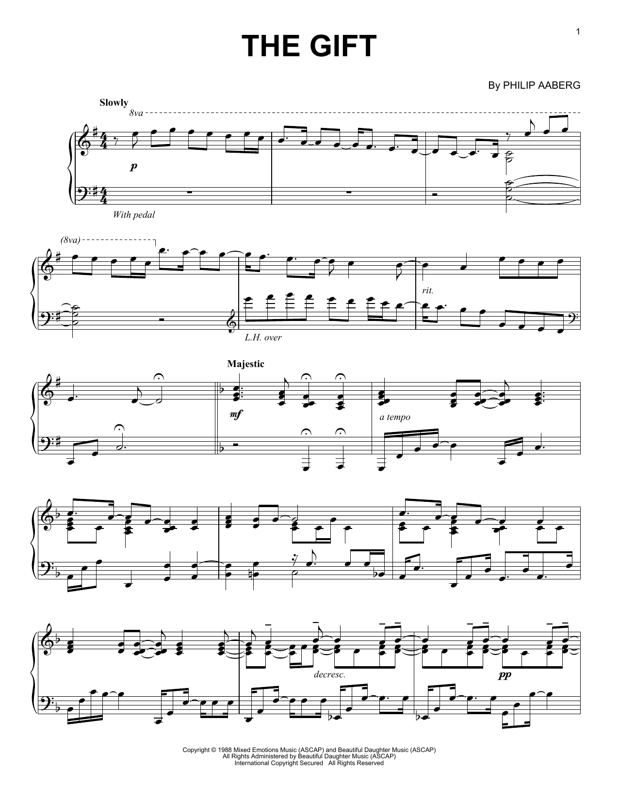 Download Philip Aaberg The Gift Sheet Music and learn how to play Piano Solo PDF digital score in minutes