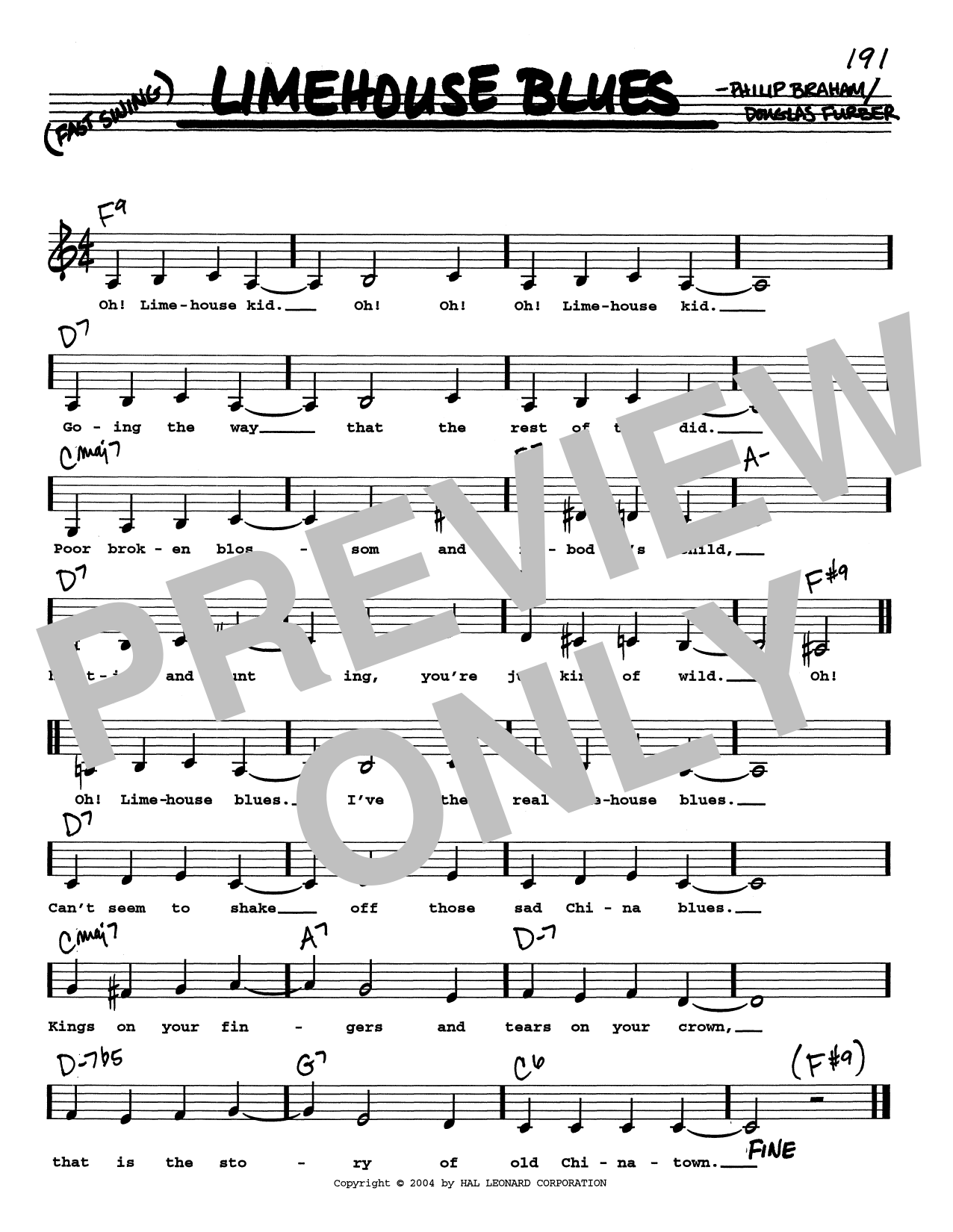 Download Philip Braham Limehouse Blues (Low Voice) Sheet Music and learn how to play Real Book – Melody, Lyrics & Chords PDF digital score in minutes
