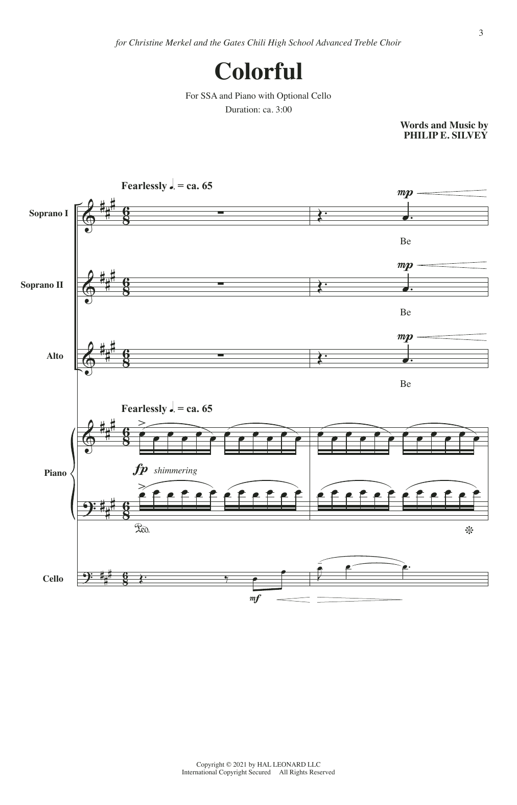 Download Philip E. Silvey Colorful Sheet Music and learn how to play SSA Choir PDF digital score in minutes