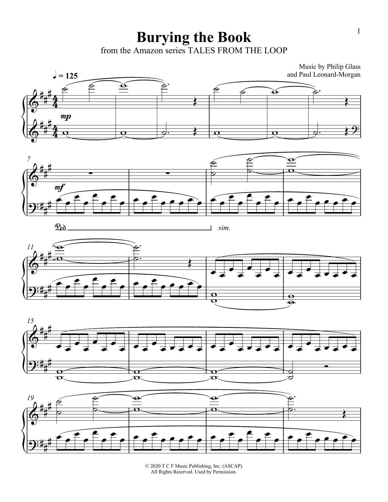 Download Philip Glass and Paul Leonard-Morgan Burying The Book (from Tales From The Loop) Sheet Music and learn how to play Piano Solo PDF digital score in minutes