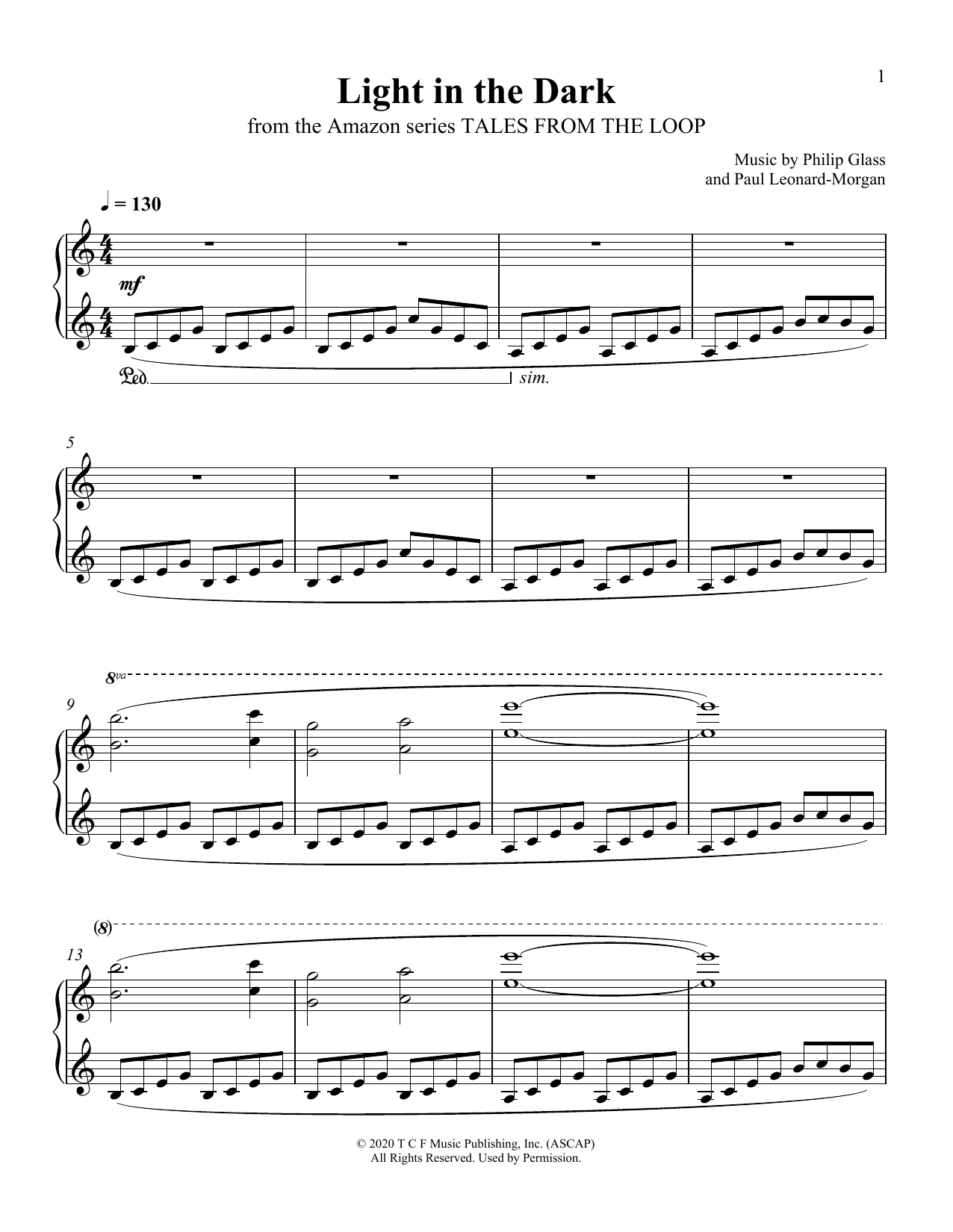 Download Philip Glass and Paul Leonard-Morgan Light In The Dark (from Tales From The Loop) Sheet Music and learn how to play Piano Solo PDF digital score in minutes