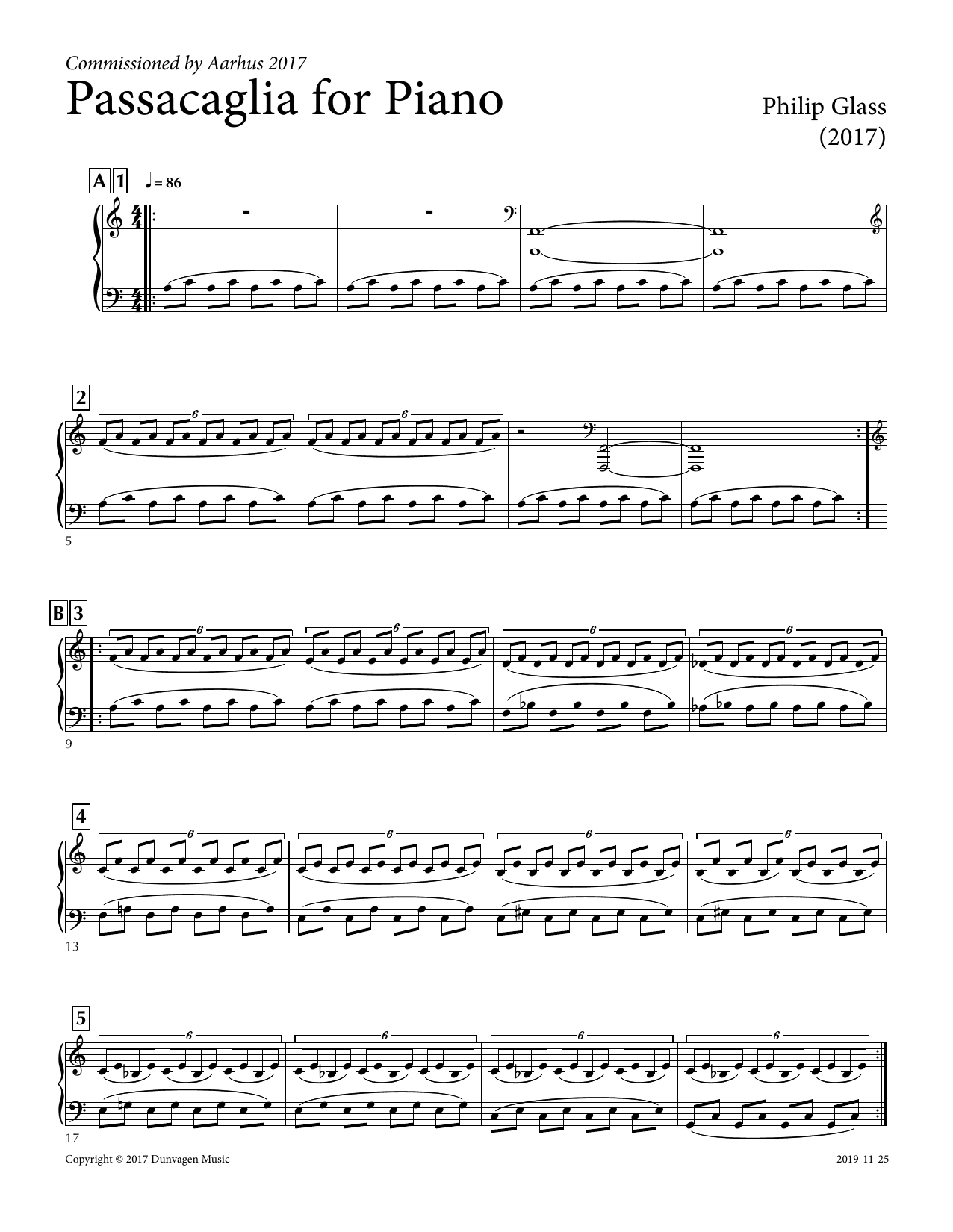 Download Philip Glass Distant Figure (Passacaglia for Solo Piano) Sheet Music and learn how to play Piano Solo PDF digital score in minutes