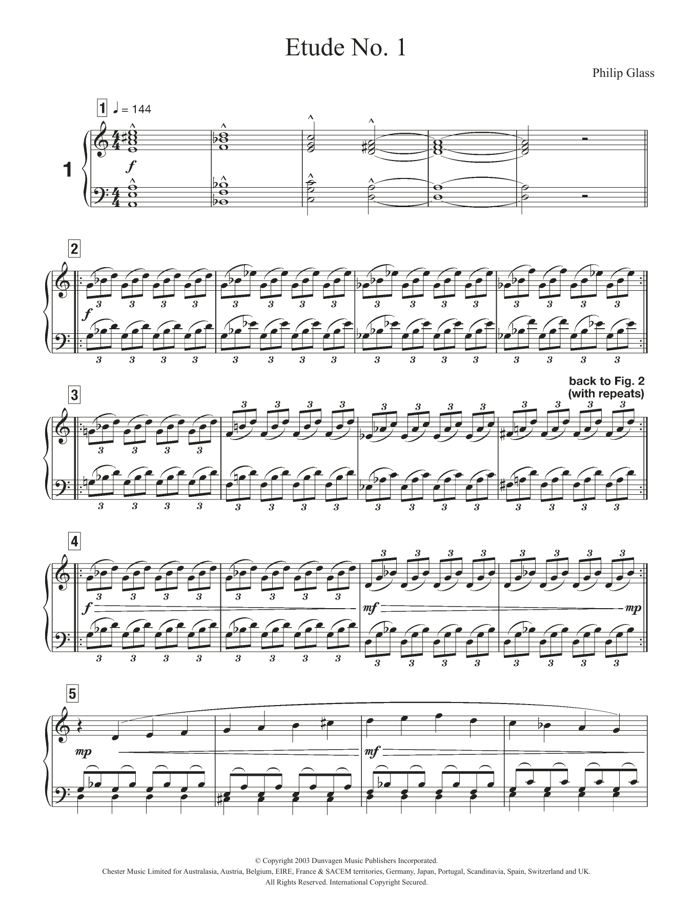 Download Philip Glass Etude No. 1 Sheet Music and learn how to play Piano PDF digital score in minutes