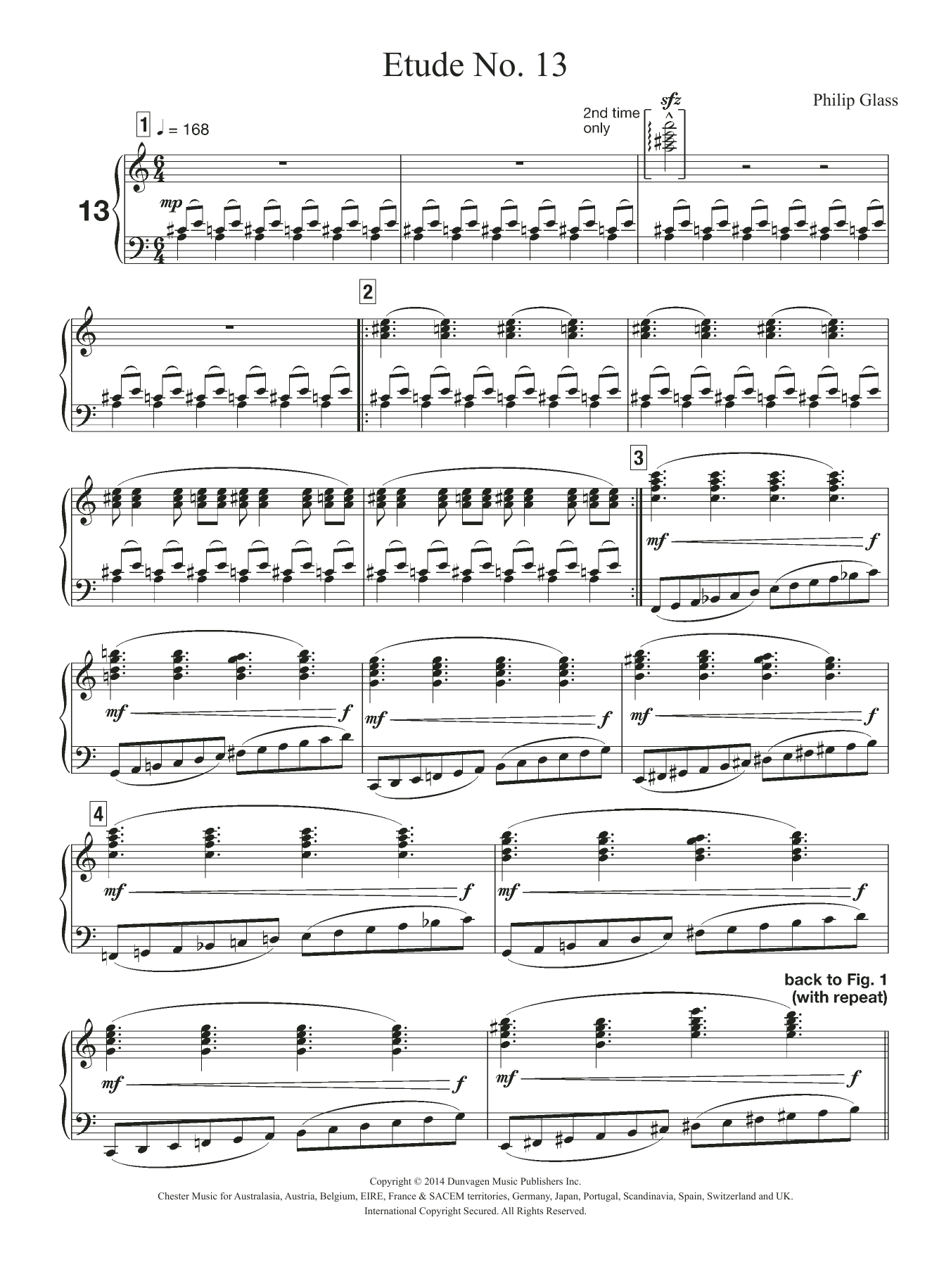 Download Philip Glass Etude No. 13 Sheet Music and learn how to play Piano PDF digital score in minutes