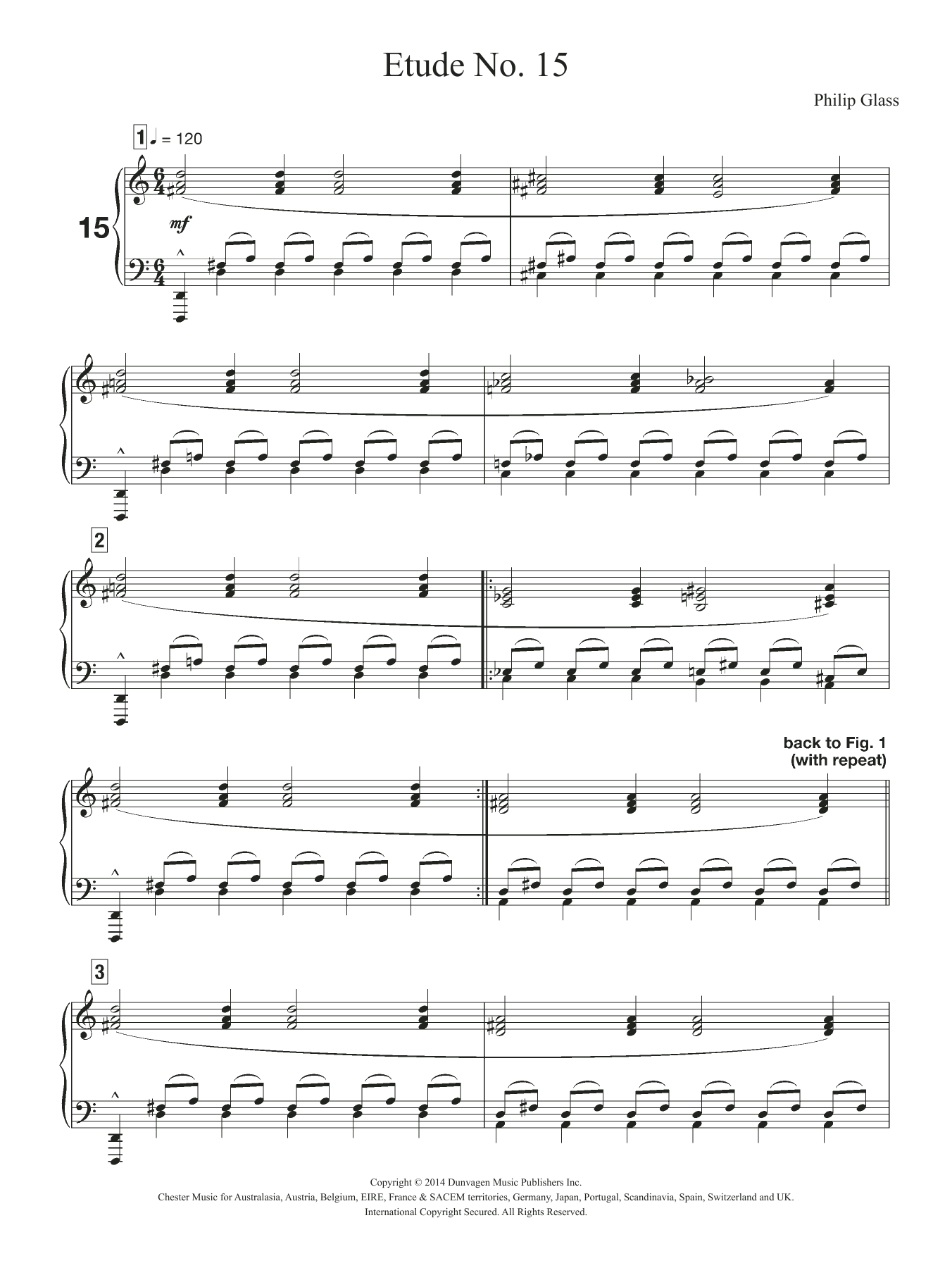 Download Philip Glass Etude No. 15 Sheet Music and learn how to play Piano PDF digital score in minutes