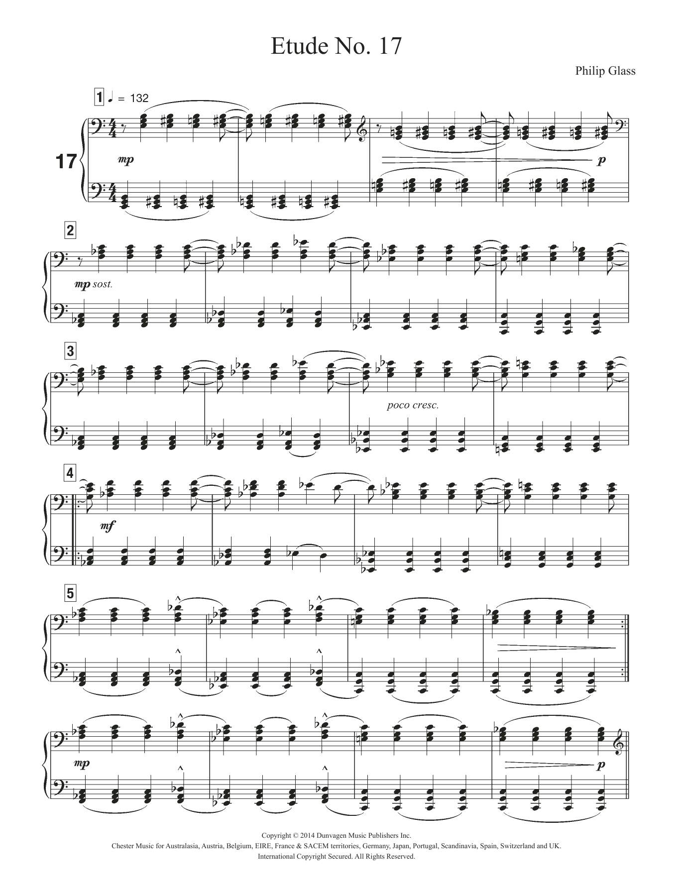 Download Philip Glass Etude No. 17 Sheet Music and learn how to play Piano PDF digital score in minutes