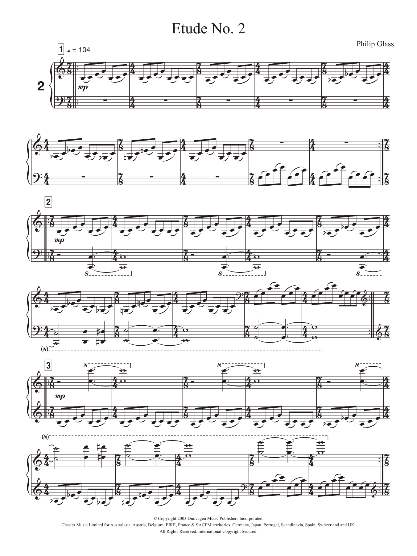 Download Philip Glass Etude No. 2 Sheet Music and learn how to play Piano PDF digital score in minutes