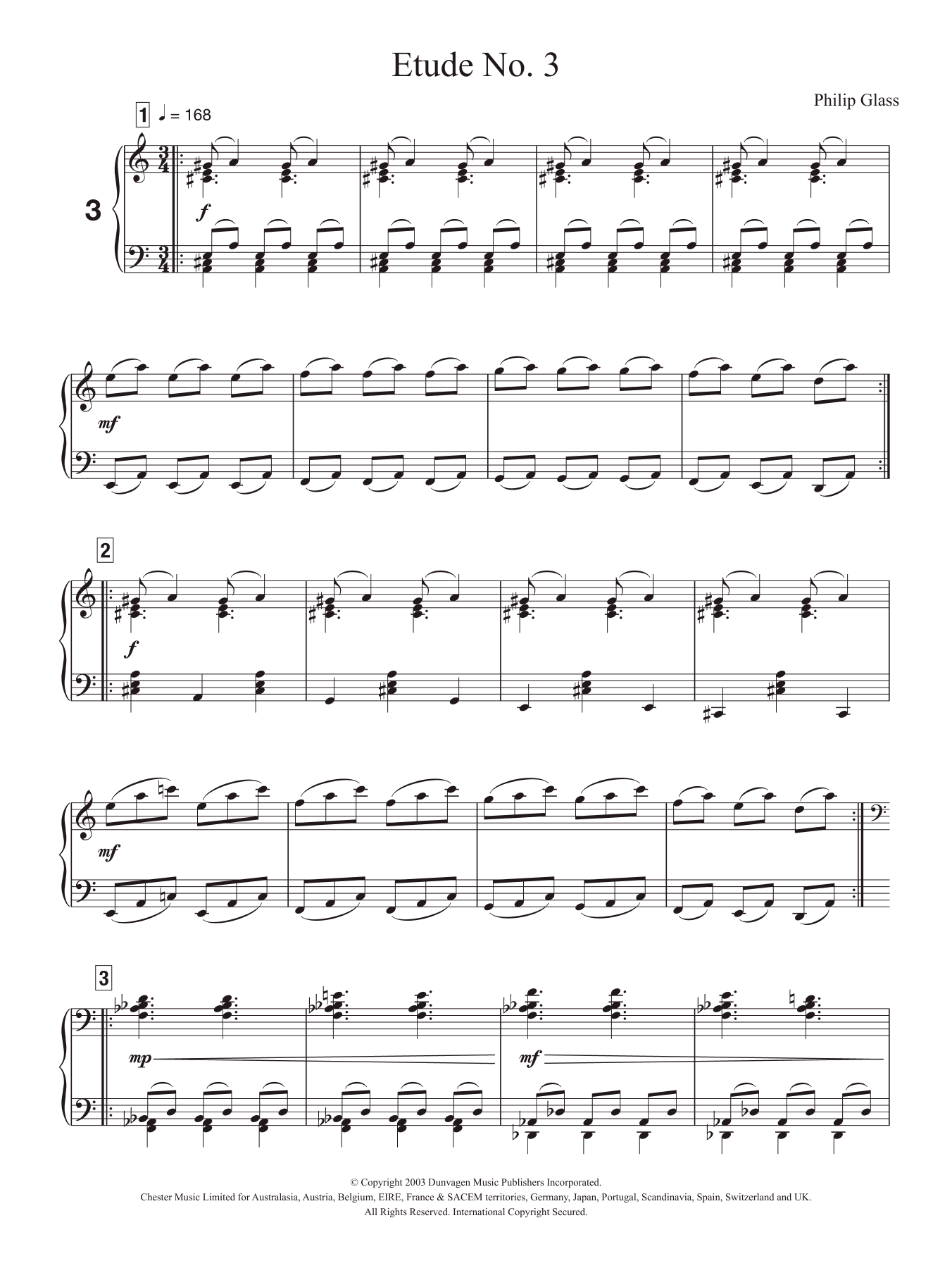 Download Philip Glass Etude No. 3 Sheet Music and learn how to play Piano PDF digital score in minutes