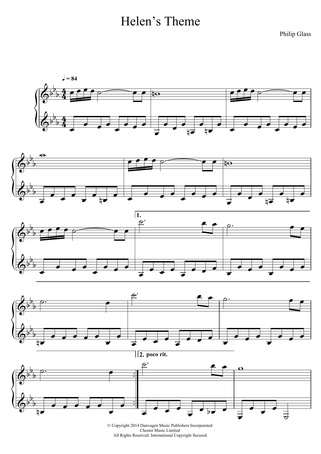Download Philip Glass Helen's Theme (from Candyman Suite) Sheet Music and learn how to play Piano PDF digital score in minutes
